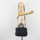 BURBERRY Hand Bag Leather 2way Navy Gold Auth ka5063A-26