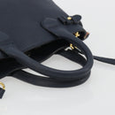BURBERRY Hand Bag Leather 2way Navy Gold Auth ka5063A-7
