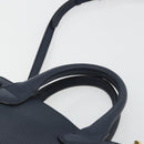 BURBERRY Hand Bag Leather 2way Navy Gold Auth ka5063A-14