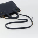 BURBERRY Hand Bag Leather 2way Navy Gold Auth ka5063A-8
