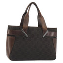 GUCCI GG Canvas Hand Bag Dark Brown Silver 73984 Auth ka5065-1