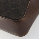 GUCCI GG Canvas Hand Bag Dark Brown Silver 73984 Auth ka5065-10