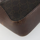 GUCCI GG Canvas Hand Bag Dark Brown Silver 73984 Auth ka5065-11