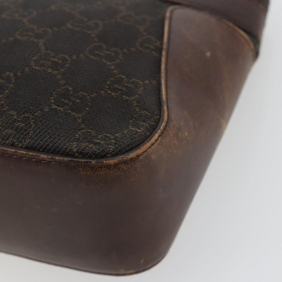 GUCCI GG Canvas Hand Bag Dark Brown Silver 73984 Auth ka5065