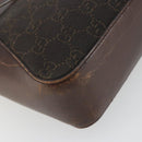 GUCCI GG Canvas Hand Bag Dark Brown Silver 73984 Auth ka5065-13