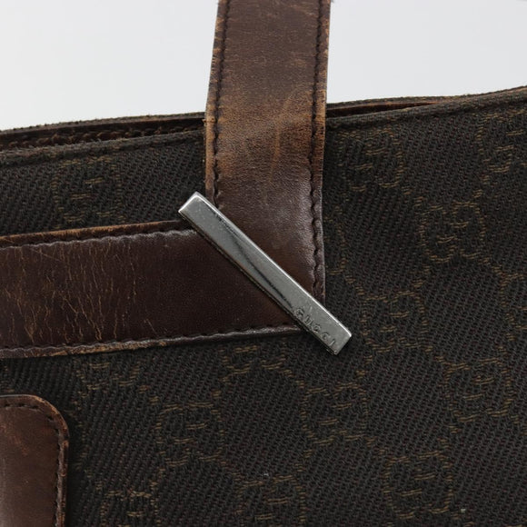 GUCCI GG Canvas Hand Bag Dark Brown Silver 73984 Auth ka5065