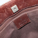 GUCCI GG Canvas Hand Bag Dark Brown Silver 73984 Auth ka5065-15