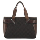GUCCI GG Canvas Hand Bag Dark Brown Silver 73984 Auth ka5065-2