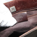 GUCCI GG Canvas Hand Bag Dark Brown Silver 73984 Auth ka5065-21
