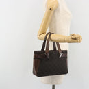 GUCCI GG Canvas Hand Bag Dark Brown Silver 73984 Auth ka5065-22