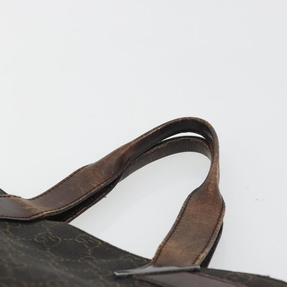 GUCCI GG Canvas Hand Bag Dark Brown Silver 73984 Auth ka5065