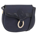 Christian Dior Trotter Canvas Shoulder Bag PVC Navy Gold Auth ka5068-1