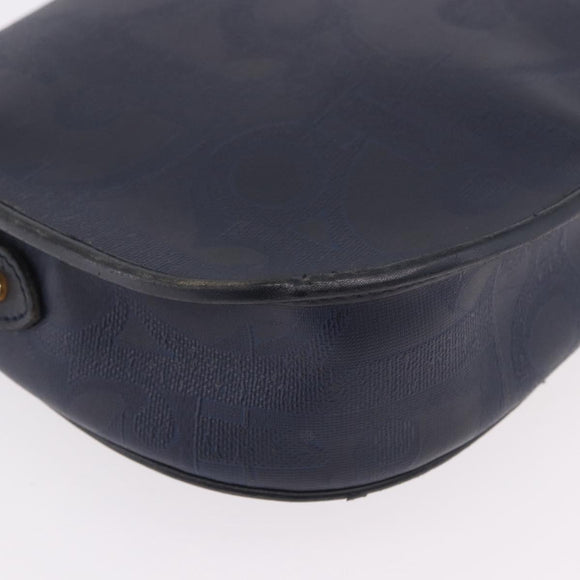 Christian Dior Trotter Canvas Shoulder Bag PVC Navy Gold Auth ka5068