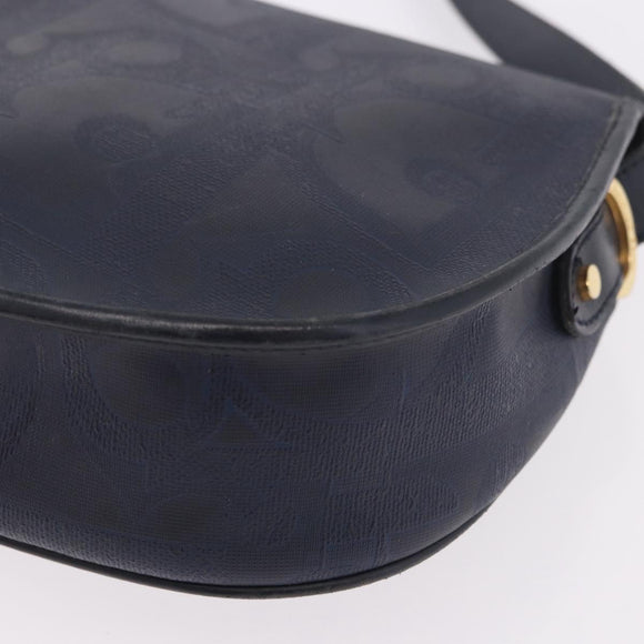 Christian Dior Trotter Canvas Shoulder Bag PVC Navy Gold Auth ka5068