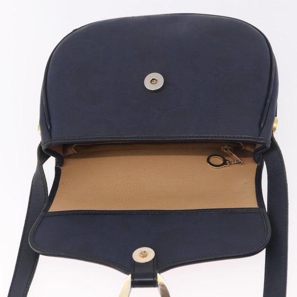 Christian Dior Trotter Canvas Shoulder Bag PVC Navy Gold Auth ka5068