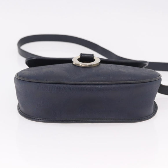 Christian Dior Trotter Canvas Shoulder Bag PVC Navy Gold Auth ka5068