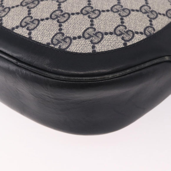 GUCCI GG Supreme Shoulder Bag PVC Navy Gold Auth ka5069