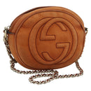 GUCCI Mini Soho Chain Shoulder Bag Leather Brown Gold 353965 Auth ka5070-1