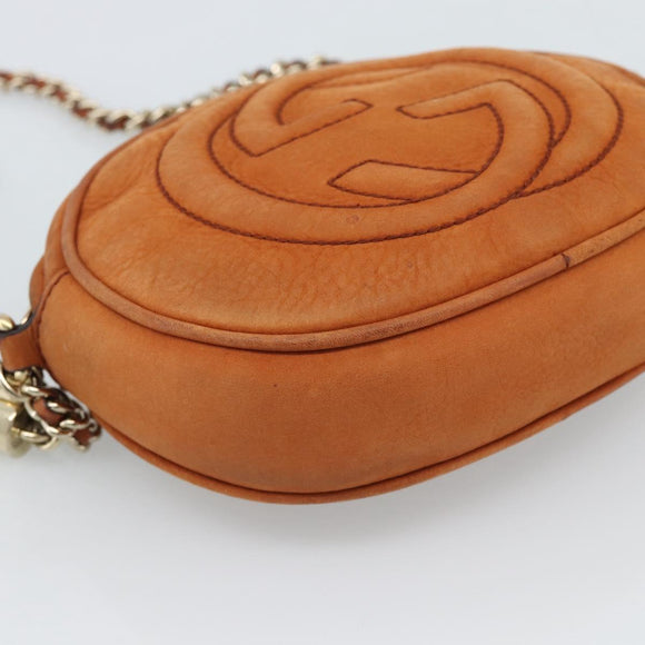 GUCCI Mini Soho Chain Shoulder Bag Leather Brown Gold 353965 Auth ka5070