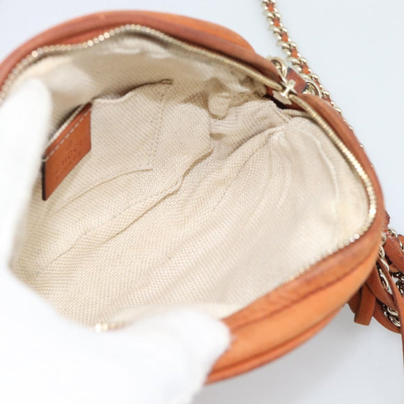 GUCCI Mini Soho Chain Shoulder Bag Leather Brown Gold 353965 Auth ka5070