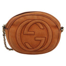 GUCCI Mini Soho Chain Shoulder Bag Leather Brown Gold 353965 Auth ka5070-13