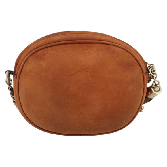 GUCCI Mini Soho Chain Shoulder Bag Leather Brown Gold 353965 Auth ka5070
