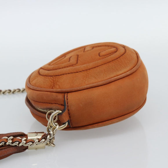 GUCCI Mini Soho Chain Shoulder Bag Leather Brown Gold 353965 Auth ka5070