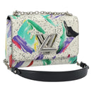 LOUIS VUITTON Twist MM Shoulder Bag Leather White Silver M53857 LV Auth ka5071M-1