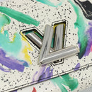LOUIS VUITTON Twist MM Shoulder Bag Leather White Silver M53857 LV Auth ka5071M-17