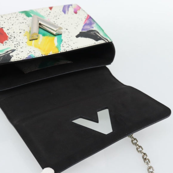 LOUIS VUITTON Twist MM Shoulder Bag Leather White Silver M53857 LV Auth ka5071M