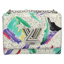 LOUIS VUITTON Twist MM Shoulder Bag Leather White Silver M53857 LV Auth ka5071M-13
