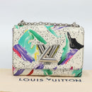 LOUIS VUITTON Twist MM Shoulder Bag Leather White Silver M53857 LV Auth ka5071M-12