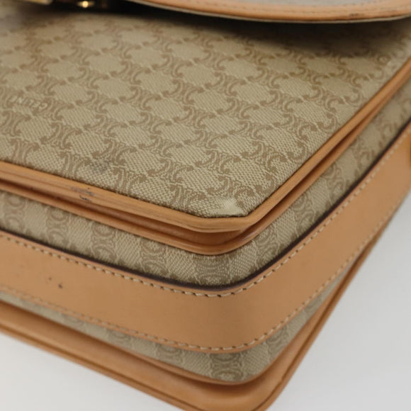 CELINE Macadam Canvas Shoulder Bag PVC Beige Gold Auth ka5075