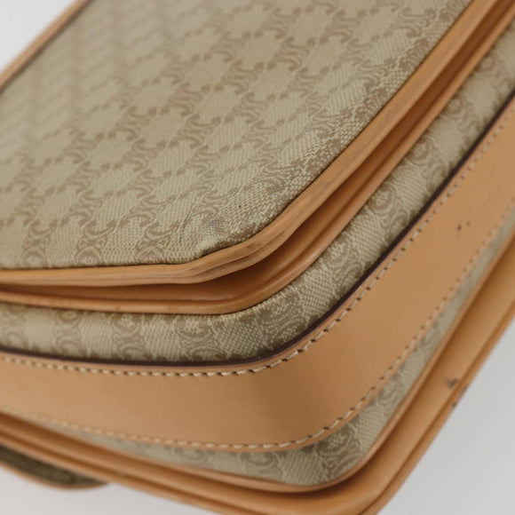 CELINE Macadam Canvas Shoulder Bag PVC Beige Gold Auth ka5075