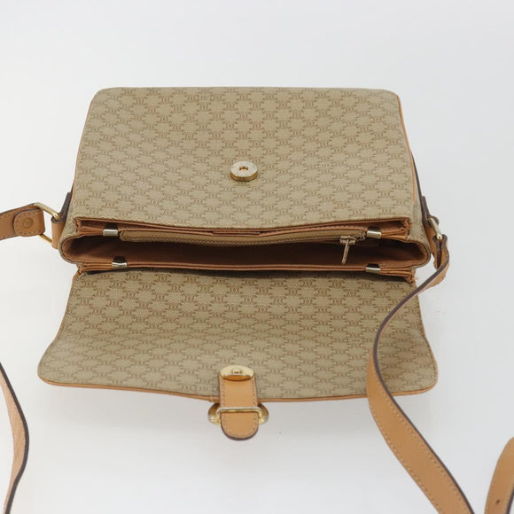 CELINE Macadam Canvas Shoulder Bag PVC Beige Gold Auth ka5075