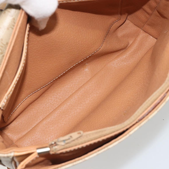 CELINE Macadam Canvas Shoulder Bag PVC Beige Gold Auth ka5075