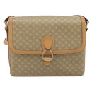 CELINE Macadam Canvas Shoulder Bag PVC Beige Gold Auth ka5075-13