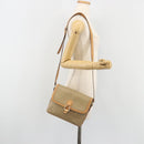 CELINE Macadam Canvas Shoulder Bag PVC Beige Gold Auth ka5075-23