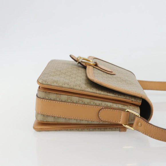 CELINE Macadam Canvas Shoulder Bag PVC Beige Gold Auth ka5075