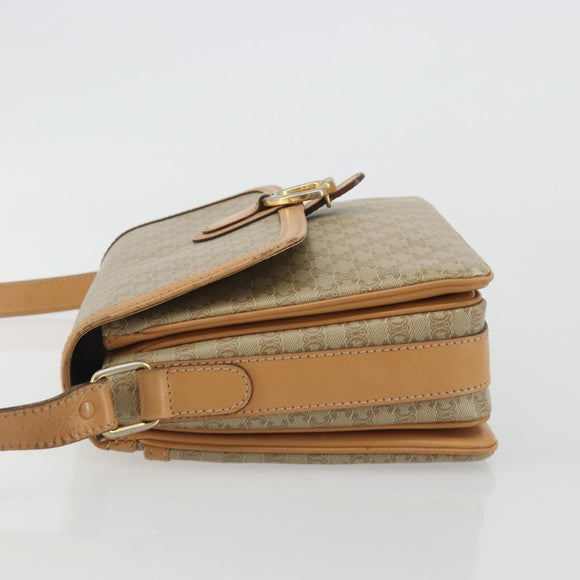 CELINE Macadam Canvas Shoulder Bag PVC Beige Gold Auth ka5075