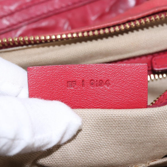 GIVENCHY Tote Bag Leather 2way Red Gold Auth ka5076A