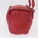 GIVENCHY Tote Bag Leather 2way Red Gold Auth ka5076A-4