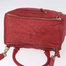 GIVENCHY Tote Bag Leather 2way Red Gold Auth ka5076A-6