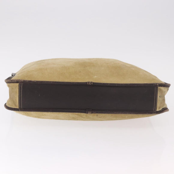 LOEWE Anagram Hand Bag Suede Beige Gold Auth ka5077