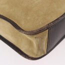 LOEWE Anagram Hand Bag Suede Beige Gold Auth ka5077-16