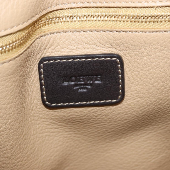 LOEWE Anagram Hand Bag Suede Beige Gold Auth ka5077