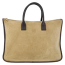LOEWE Anagram Hand Bag Suede Beige Gold Auth ka5077-13