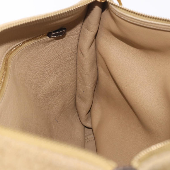 LOEWE Anagram Hand Bag Suede Beige Gold Auth ka5077