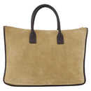 LOEWE Anagram Hand Bag Suede Beige Gold Auth ka5077-2