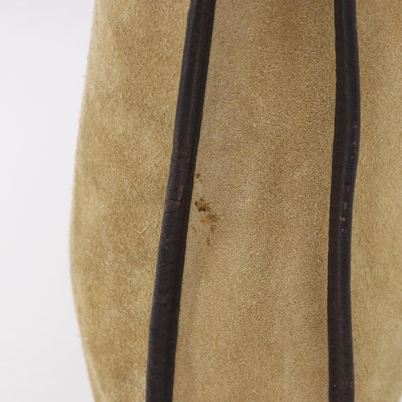 LOEWE Anagram Hand Bag Suede Beige Gold Auth ka5077